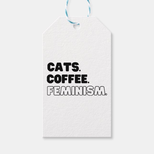 Étiquettes-cadeau Féminisme Café Chats (Devant)