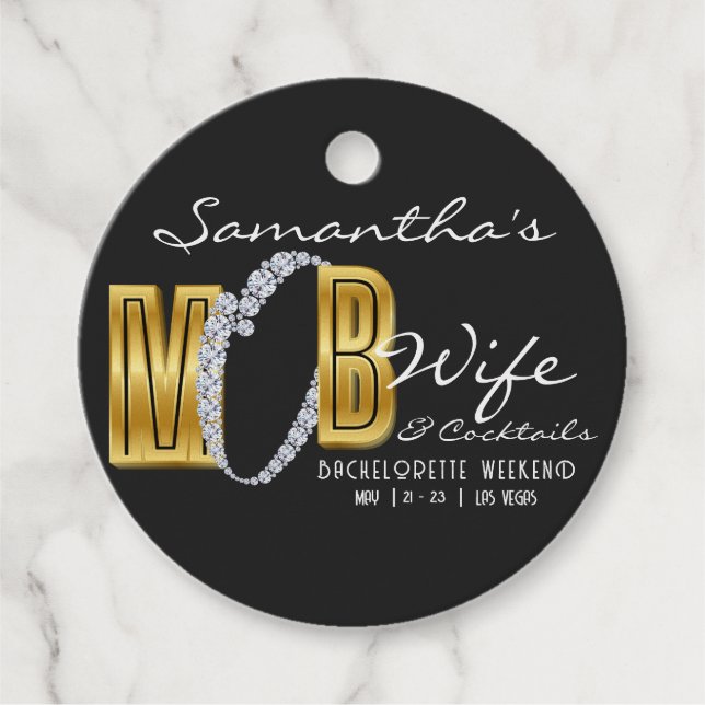 Étiquettes Cadeau Femme de Mob & Cocktails Soirée de Bachelorette de (Devant)