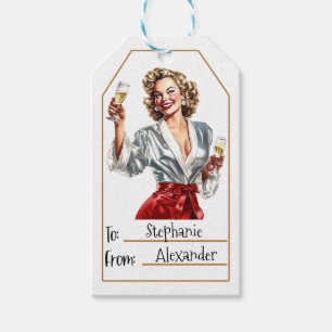 Étiquettes-cadeau Femme élégante vintage Personnalisé - De et vers