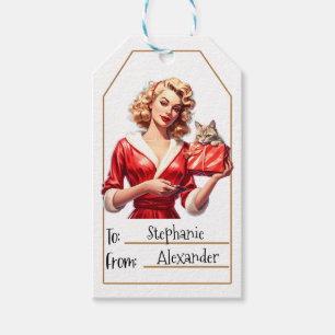 Étiquettes-cadeau Femme élégante vintage  Personnalisé - De et vers 