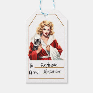 Étiquettes-cadeau Femme élégante vintage Personnalisé - De et vers