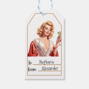 Étiquettes-cadeau Femme élégante vintage Personnalisé - De et vers