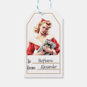 Étiquettes-cadeau Femme élégante vintage  Personnalisé - De et vers 