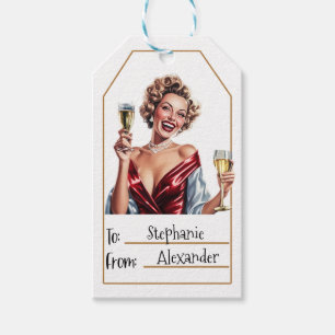 Étiquettes-cadeau Femme élégante vintage  Personnalisé - De et vers 