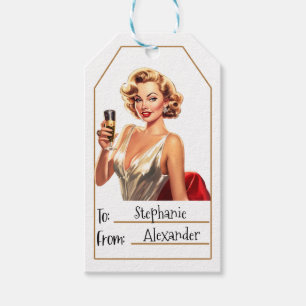 Étiquettes-cadeau Femme élégante vintage  Personnalisé - De et vers 