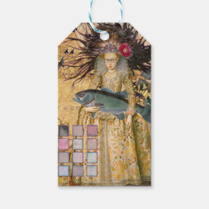 Étiquettes-cadeau Femme Poissons Vintage Gothique Classique