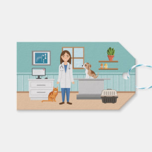 Étiquettes-cadeau Femme vétérinaire clinique vétérinaire animal de c