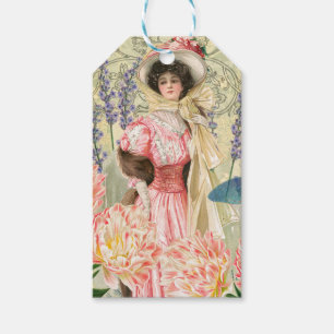 Étiquettes-cadeau Femme victorienne florale rose Régence