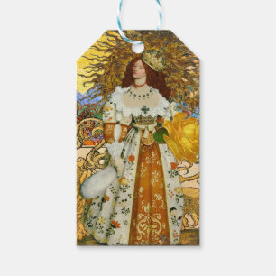Étiquettes-cadeau Femme Vintage Soleil Doré : Art Collage Zodiaque L