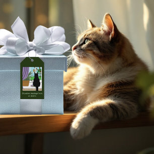 Étiquettes-cadeau Fenêtre Chat noir regardant dehors