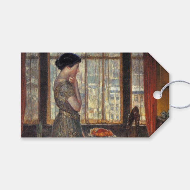 Étiquettes-cadeau Fenêtre New York en hiver (par Childe Hassam) (Devant (Horizontal))