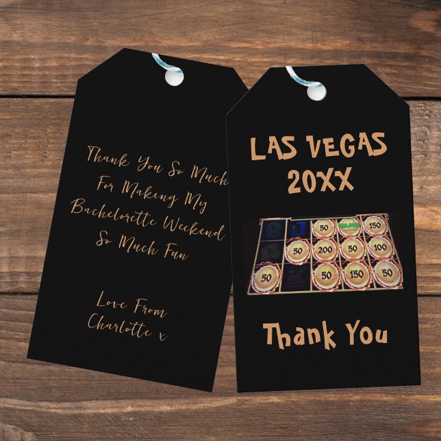 Étiquettes-cadeau Fentes Las Vegas | Merci du Bachelorette Party (Back And Front)