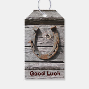 Étiquettes-cadeau Fer à cheval de bonne chance sur la vieille