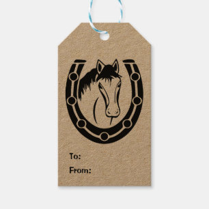 Étiquettes-cadeau Fer à cheval de cheval équestre occidental Cowgirl