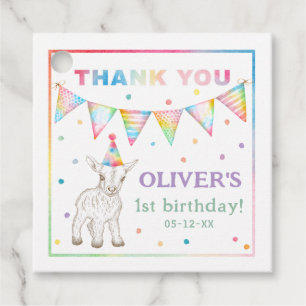 Étiquettes Cadeau Ferme colorée Chèvre d'anniversaire Merci de fête