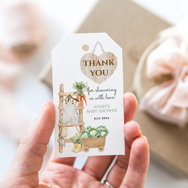 Étiquettes-cadeau Ferme cultivée localement Baby shower rustique Mer (Créateur téléchargé)