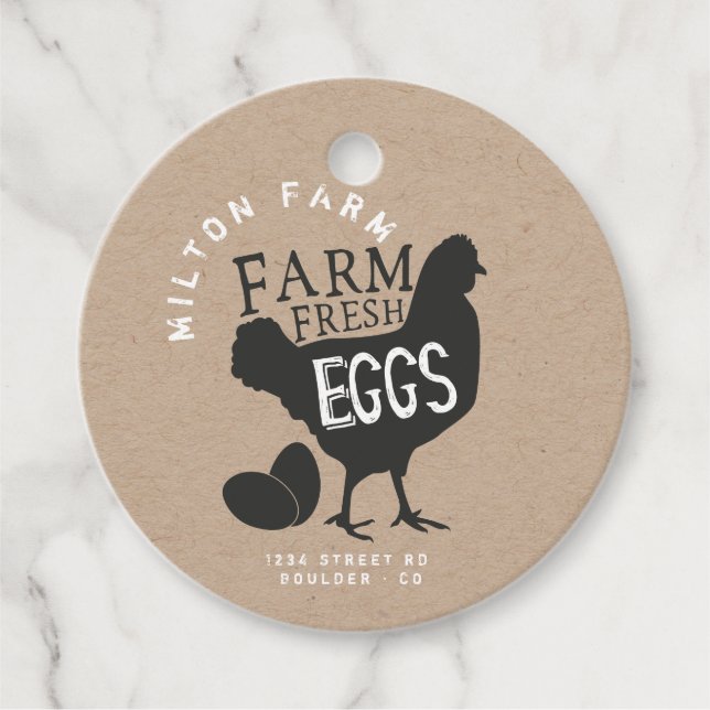Étiquettes Cadeau ferme oeufs frais script rustique (Devant)