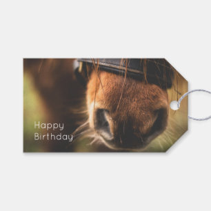 Étiquettes-cadeau Fermeture d'un joli cheval Brown Nez Anniversaire