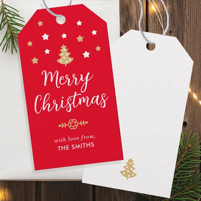 Étiquettes-cadeau Festif Arbre de Noël Personnalisé Nom de famille R (Créateur téléchargé)