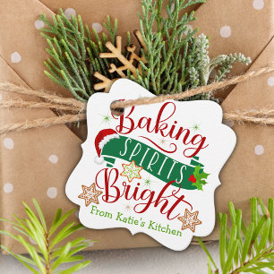 Étiquettes Cadeau Festif Baking Spirits Bright Custom Christmas