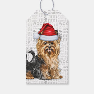 Étiquettes-cadeau Festif Biewer Terrier Chien Noël