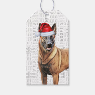Étiquettes-cadeau Festif de Noël de Chien de Vacances Malinois