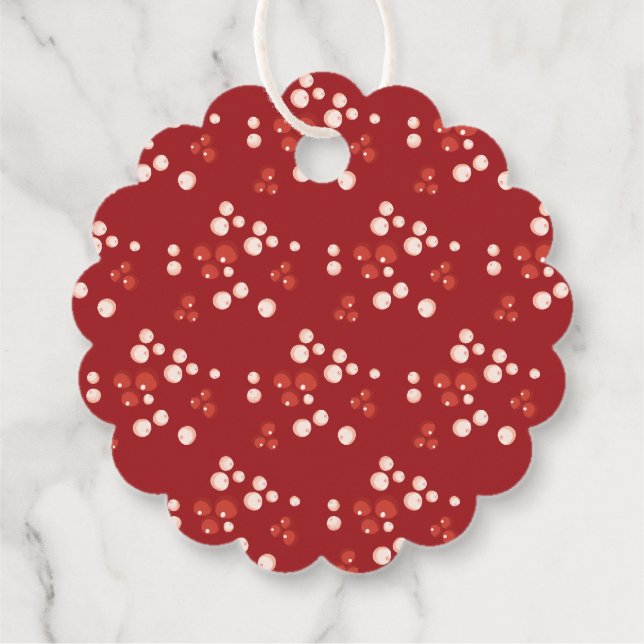 Étiquettes Cadeau Festif Feuilleté Floral Noël traditionnel Rouge (Dos)