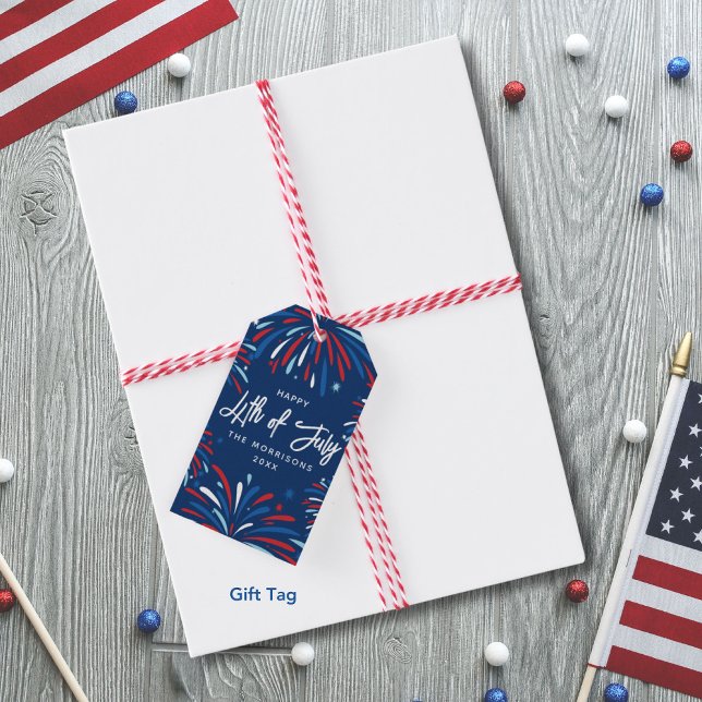 Étiquettes-cadeau Festif Fireworks Custom 4 juillet Party (Créateur téléchargé)