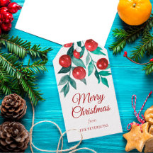 Festif Joyeux Noël Aquarelle Baies rouges