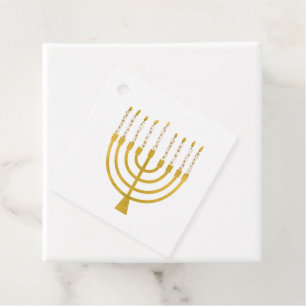 Étiquettes Cadeau Festif Menorah Hanoukka Céleste bougies Mariage