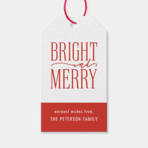 Étiquettes-cadeau Festif moderne et lumineux Festif Rouge Holiday