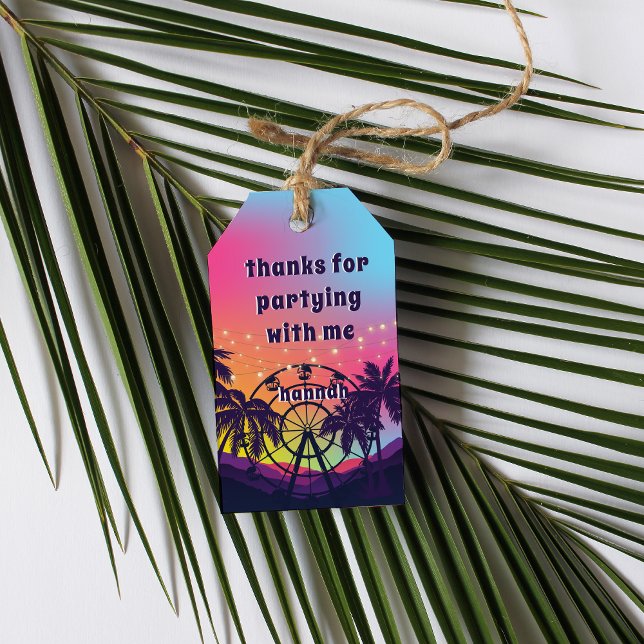 Étiquettes-cadeau Festival de musique | Ferris Roue Palms Sweet 16 F (Créateur téléchargé)