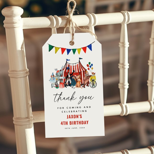 Étiquettes-cadeau Festival du Carnaval de cirque Anniversaire Enfant (Créateur téléchargé)