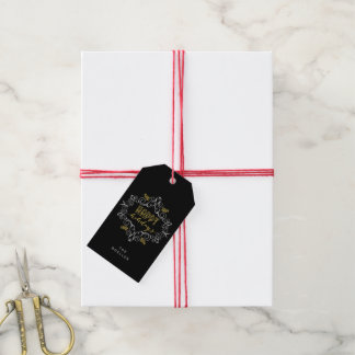 Étiquettes-cadeau Festive Foliage Art Déco Gold Vintage Chic Holiday