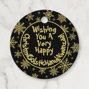 Étiquettes Cadeau Festive Funny Black & Gold inclus cadeau de vacanc