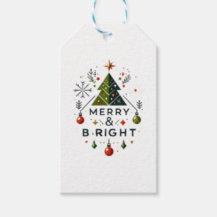 Étiquettes-cadeau Festive Joyeux et brillant Design d'arbre de Noël