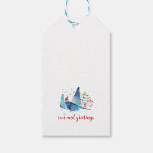 Étiquettes-cadeau Festive Manta Ray Seas et salutations