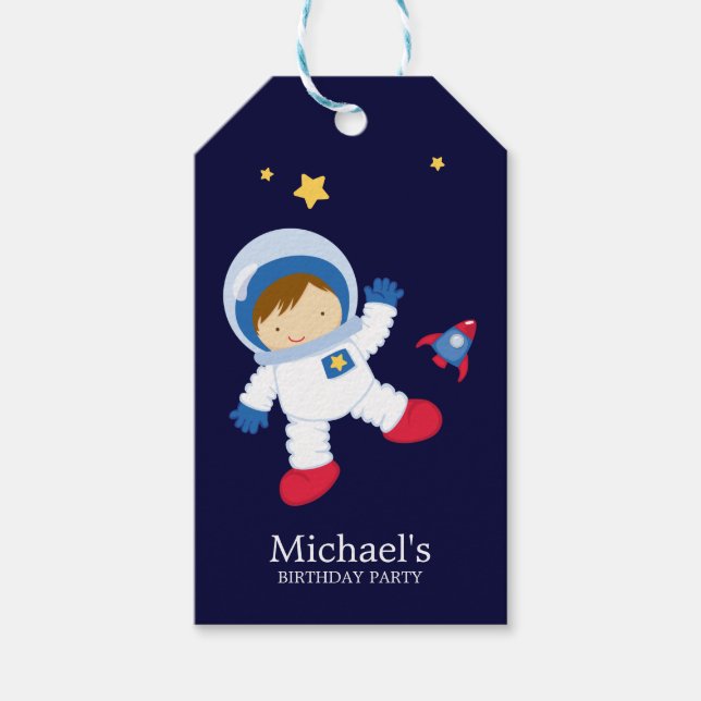 Étiquettes-cadeau Fête Anniversaire de enfant des astronautes (Devant)
