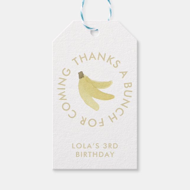 Étiquettes-cadeau Fête Banane En vichy Jaune "Merci À Un Groupe" (Devant)