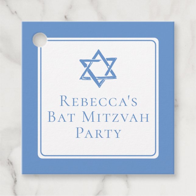 Étiquettes Cadeau Fête bat mitzvah lumière étoile bleue de David (Devant)