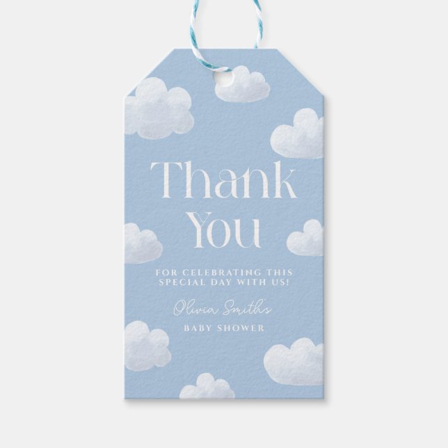 Étiquettes-cadeau Fête bébé Cloud Nine Bleu Nuage (Devant)