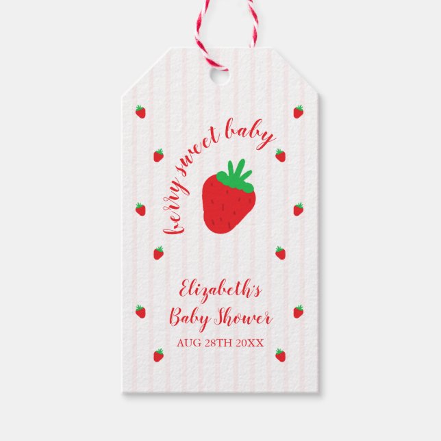 Étiquettes-cadeau Fête bébé Douce aux Fraises (Devant)