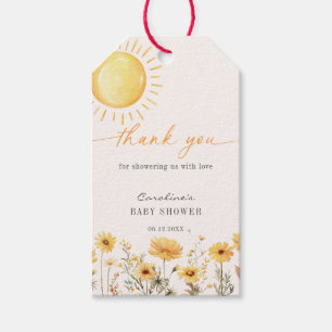 Étiquettes-cadeau Fête bébé Fleur sauvage jaune ensoleillée