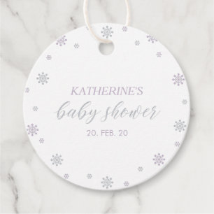 Étiquettes Cadeau Fête bébé Hiver Merveilleux Violet & Argent