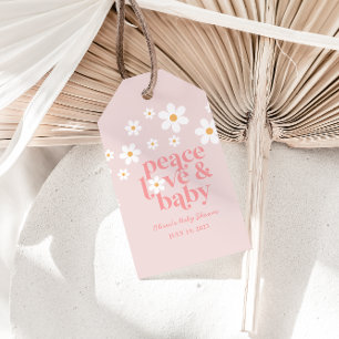 Étiquettes-cadeau Fête bébé Retro Daisy Rose boho Paix Amour