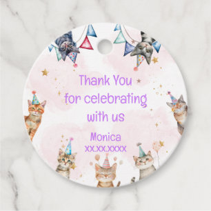 Étiquettes Cadeau Fête chats meow-gical anniversaire de enfant merci