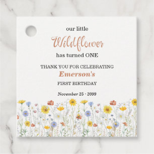 Étiquettes Cadeau Fête d'anniversaire 1 an Fleur sauvage Colorée Fan