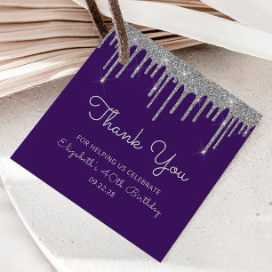 Étiquettes Cadeau Fête d'anniversaire 40 ans Purple Silver Glitter D