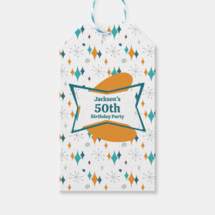 Étiquettes-cadeau Fête d'anniversaire 50 ans Rétro Milieu du siècle