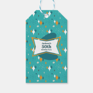 Étiquettes-cadeau Fête d'anniversaire 50 ans Rétro Milieu du siècle